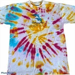 VTG All Sport Single Stitch Hawaii T-Shirt Tie Dye Dolphins USA Made Large GUC